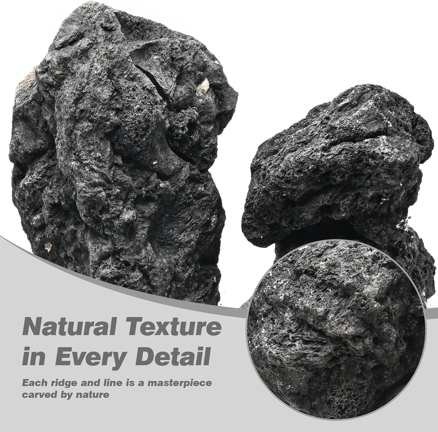 Black Lava Rocks 5lb Natural Volcanic Stone for Aquarium Fire Pit Succulent Planters Bonsai Garden Landscaping Decor,3