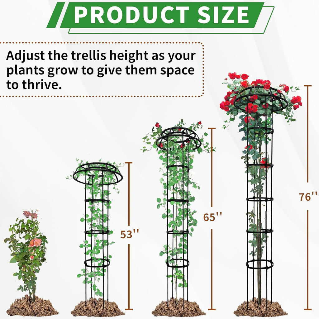 1 Pack Umbrella Trellis for Climbing Plants, 76 Inch Tall Adjustable Plant Support for Outdoor Indoor Garden, Sturdy