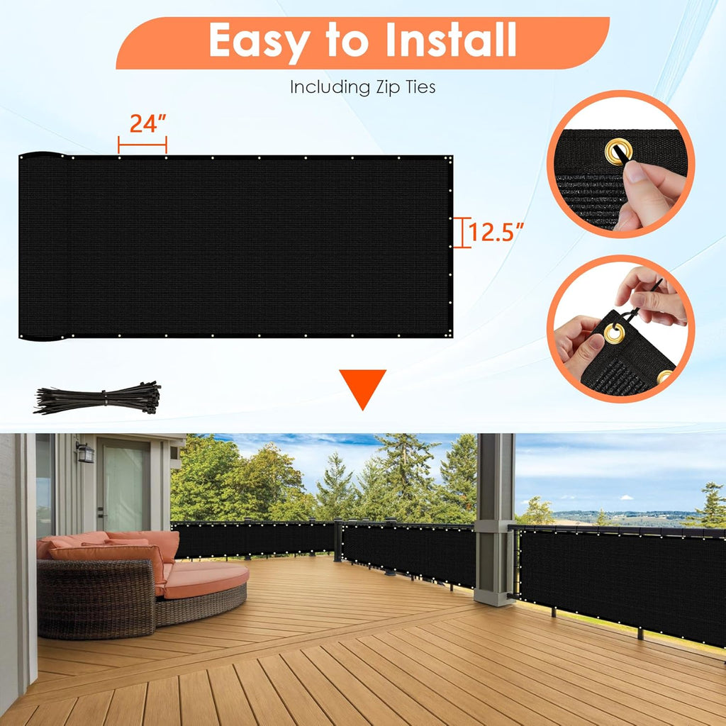 iCover 4x50ft Privacy Screen Fence, Outdoor Fencing Panels, Garden Windscreen Mesh Shade Sail Net Barrier, Include