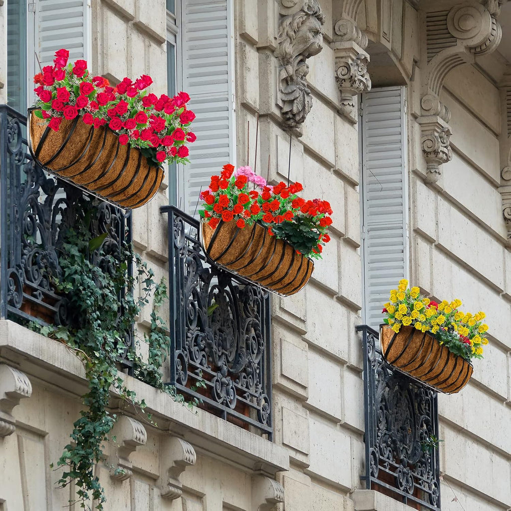 Tessco for you 2 Pieces Railing Planter Boxes, 36 Inches Window Box Planters with Coco Liner and Adjustable Brackets
