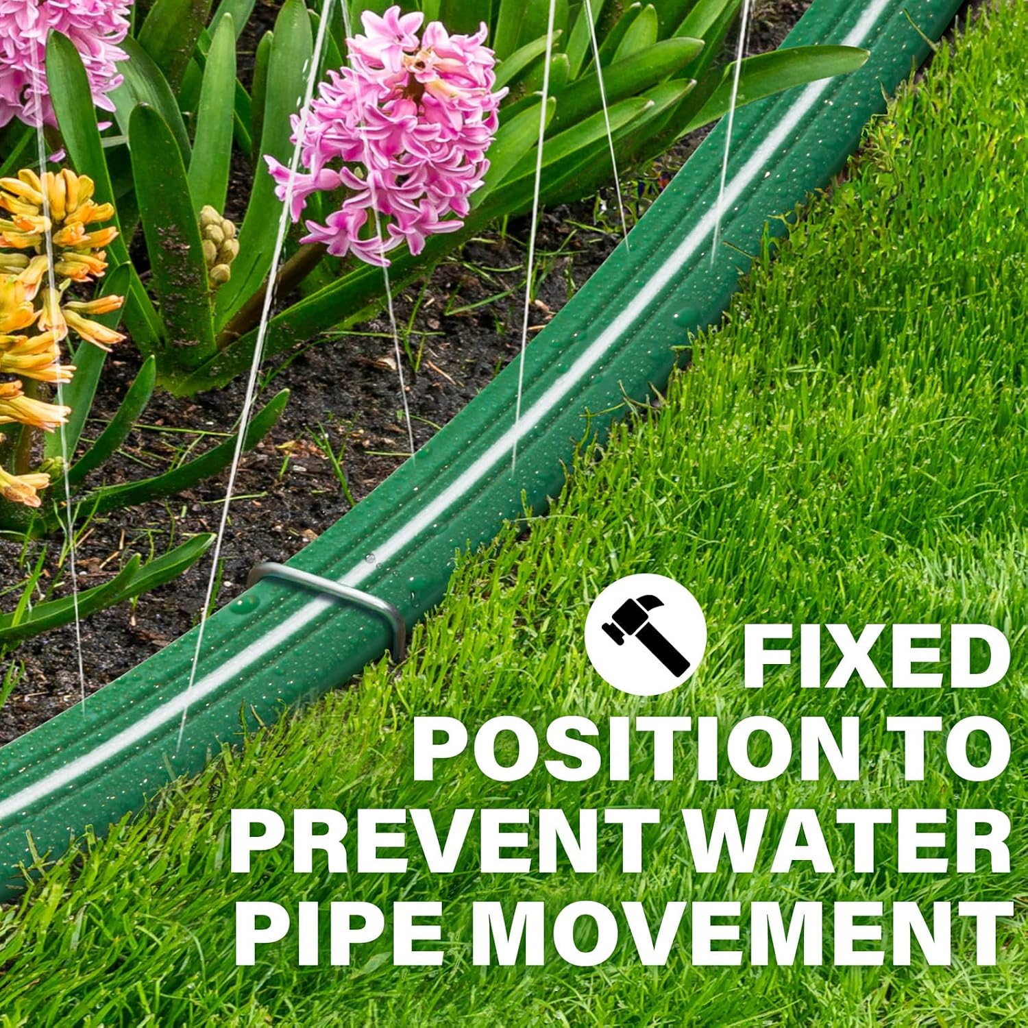 Jin&Bao 50FT Sprinkler Hose Heavy Duty Garden Lawn Water Hose with Staples | High-efficiency sprinkler system,dual-use