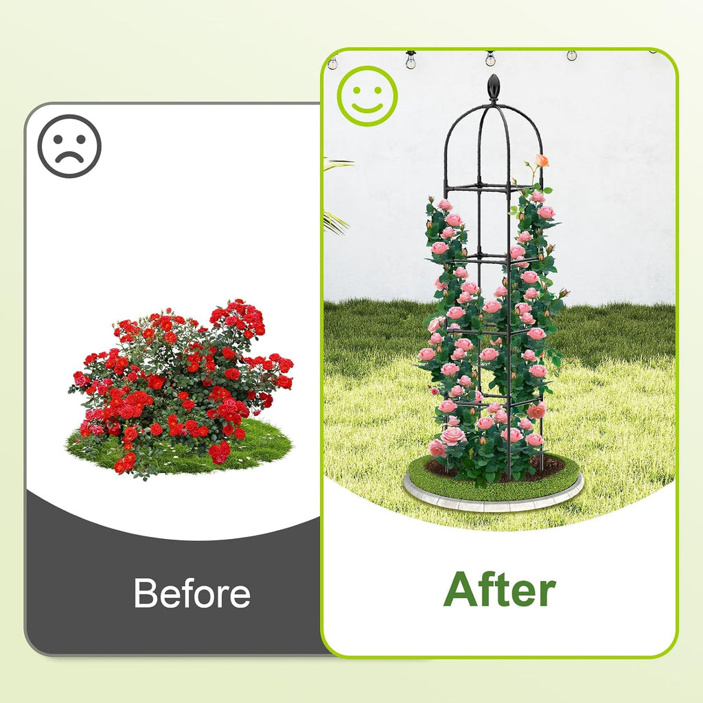 2 Pack Garden Obelisk Trellis, 70" Tall Plant Support for Climbing Vine, Metal Covered Plastic Coating Rustproof Heavy