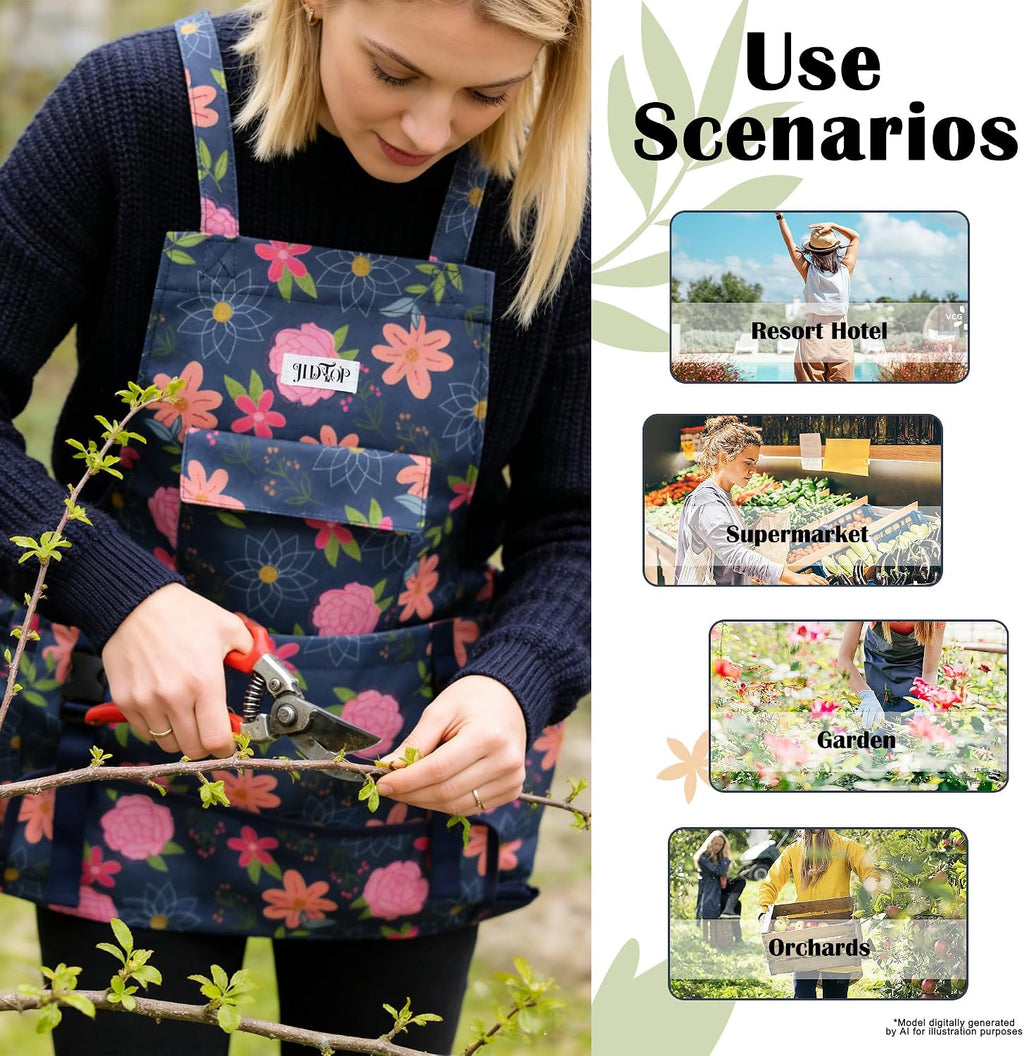 Garden Harvest Apron for Women, Fruit Picking Apron with Quick Release Bottom