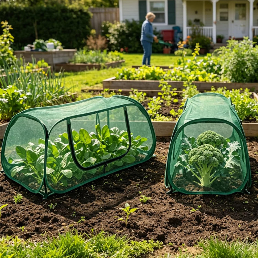 2Pack Raised Garden Bed Covers(45"X22"X18"), Pop Up Mesh Plant & Vegetable Cover,30% Sunblock Plant Shade Tent, Outdoor
