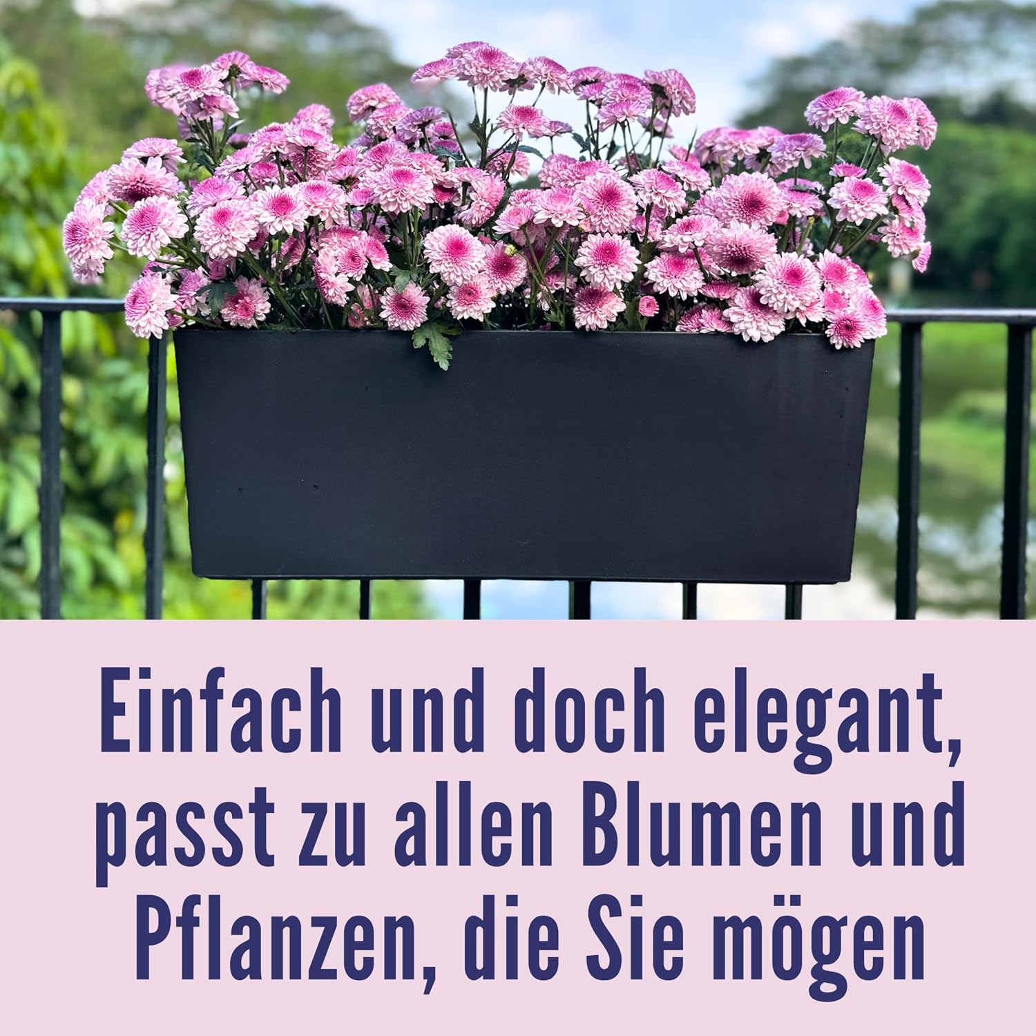 LaLaGreen Railing Planter Box (20 Inch, 4 Pack) Black Rectangular Window Flower Boxes with Bracket, Self Watering