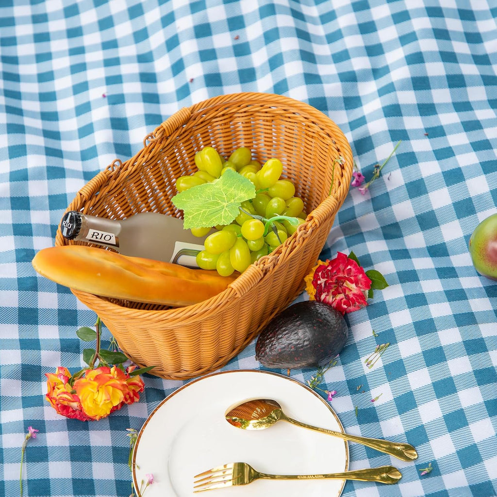 Rattan Picnic Basket with Handle, Garden Harvest Basket, Gathering Storage for Vegetable Fruit, Easter 13" x 9" x5.5"