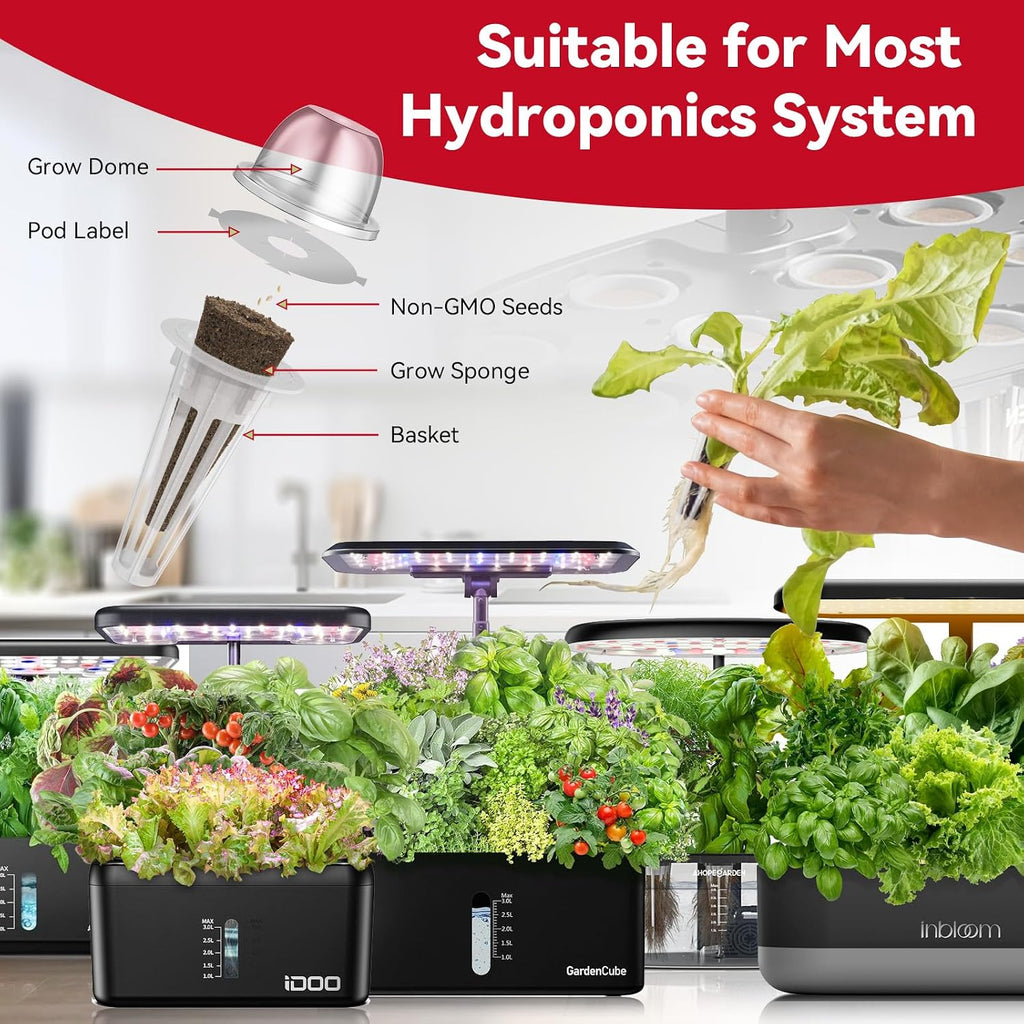 inbloom Fruit Seed Pod Kit for for AeroGarden, Ahopegarden Hydroponics Growing System, 12-Pods (350 Seeds+, Include Red