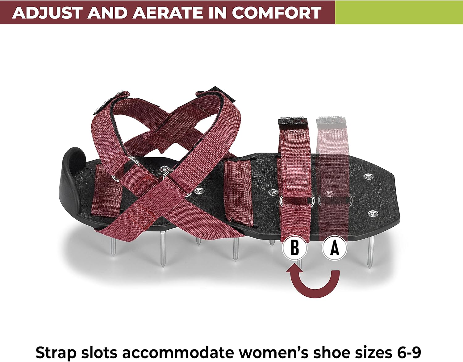 Lawn Aerator Shoes with Hook-and-Loop Straps, Pre-Assembled, Fully Adjustable, One-Size-Fits-All – Lawn and Garden Tool