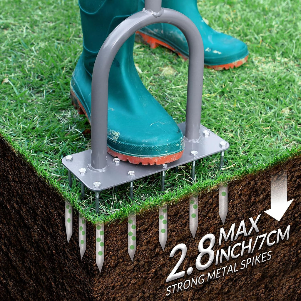 Walensee Manual Lawn Aerator Tool with 15 Iron Spikes, Garden Spike Aerator | Alternative to aerator shoes, patented