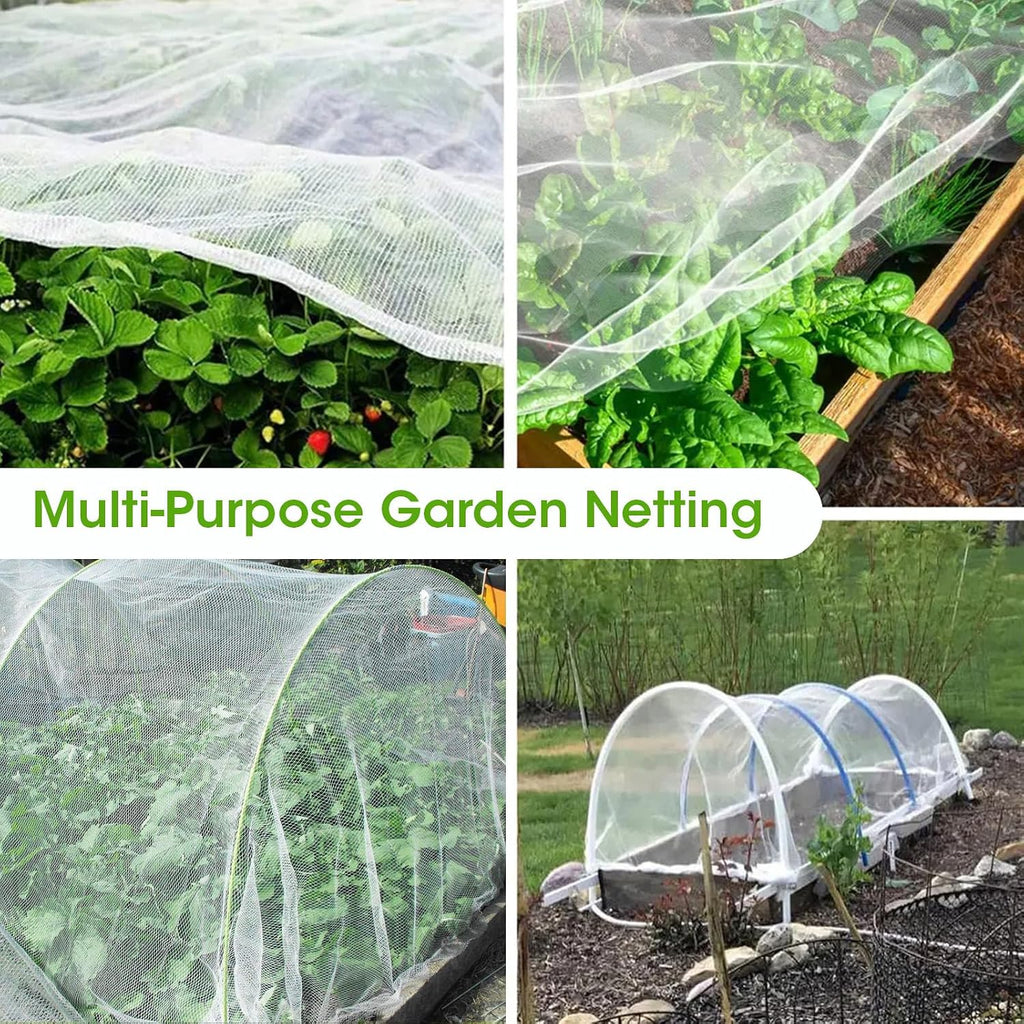 10x35Ft Garden Netting for Raised Bed, Thickened 60 Mesh Bird Netting for Garden Protection, Mesh Insect Row Covers for