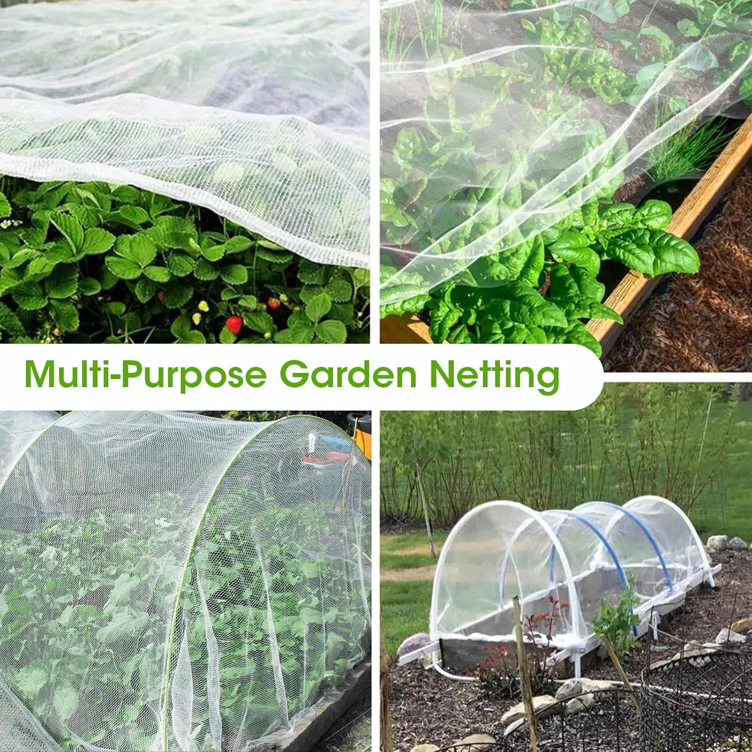 10x35Ft Garden Netting for Raised Bed, Thickened 60 Mesh Bird Netting for Garden Protection, Mesh Insect Row Covers for