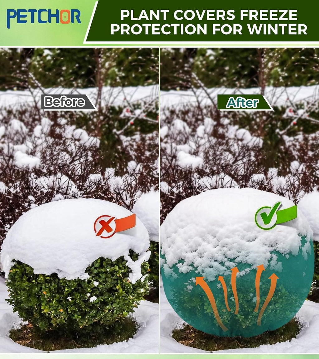 4PCS Winter Plant Covers Freeze Protection for Outdoor Plant 39x39″ | Frost Blankets Cloths with Drawstrings, Shrubs