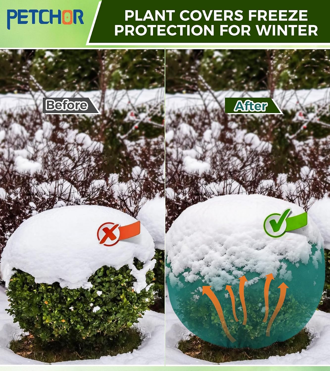 4PCS Winter Plant Covers Freeze Protection for Outdoor Plant 39x39″ | Frost Blankets Cloths with Drawstrings, Shrubs