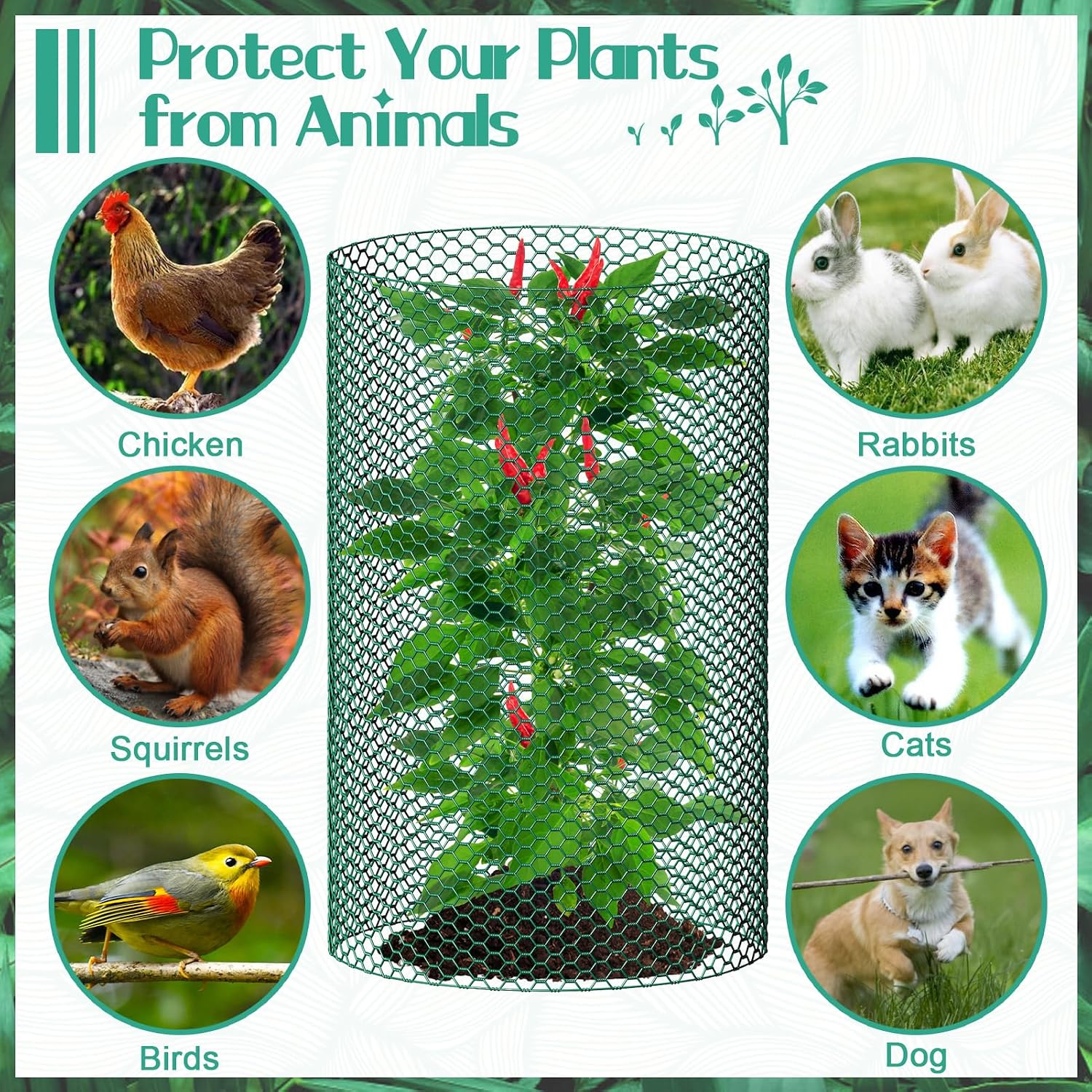 32.8ftx24In Plant Protectors from Animals,Plant Cages for Outdoor Plants | Wire Plant Protector Cage,Wire Plant