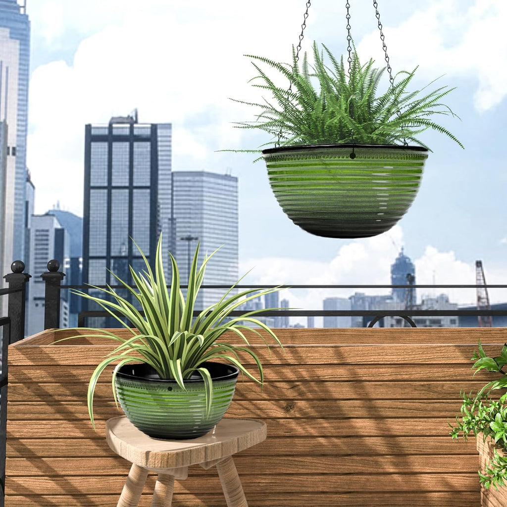 Vanslogreen 10 Inch Hanging Planter, 2 Pack Hanging Planters for Indoor Outdoor Plants, Hanging Pots with Drainage