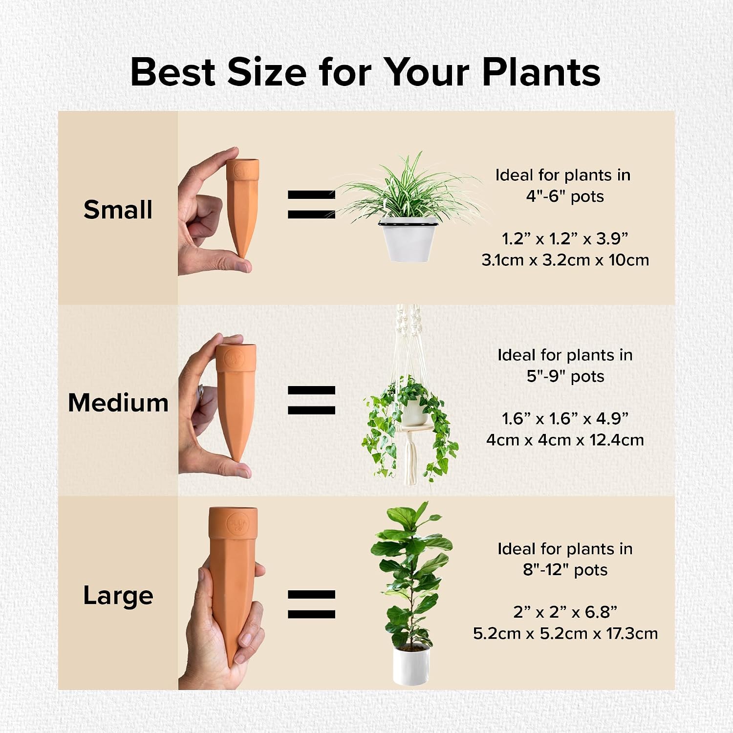Terracotta Watering Spikes with Lids, Large 4 Pack | Self watering spikes for indoor or outdoor plants; ideal for