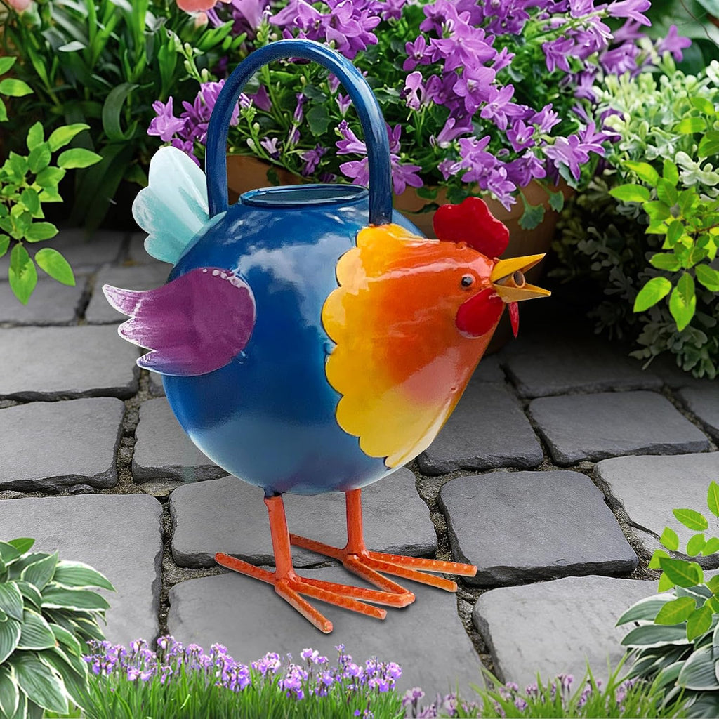 Metal Rooster Watering Can,Cute Watering Can for Indoor/Outdoor Plants | Durable Water Tool with Sturdy Handle, 1.8L