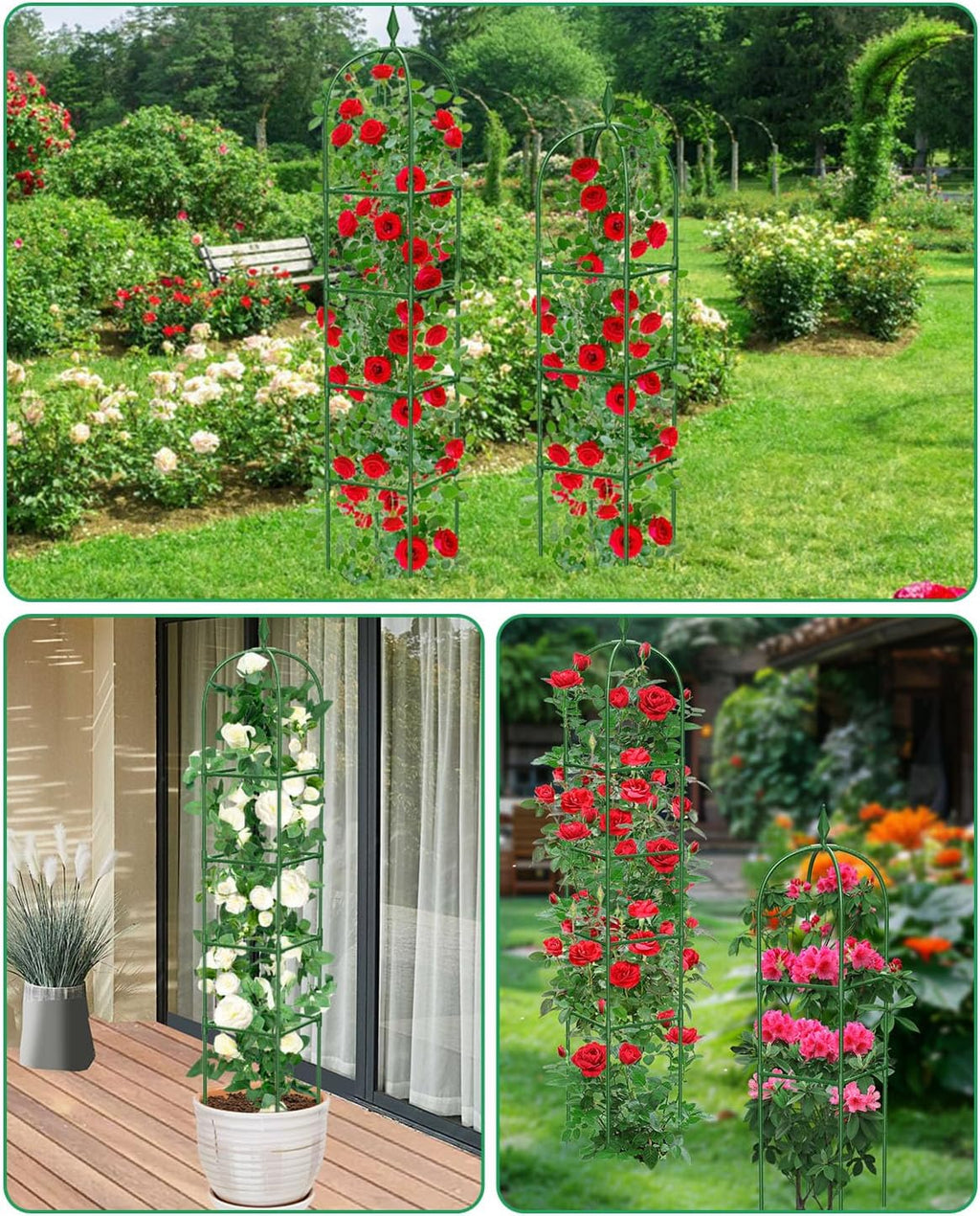 MYMULIKE 2 Pack Garden Obelisk Trellis for Climbing Plants Outdoor & Indoor - 6Ft Rustproof Garden Trellis Plant
