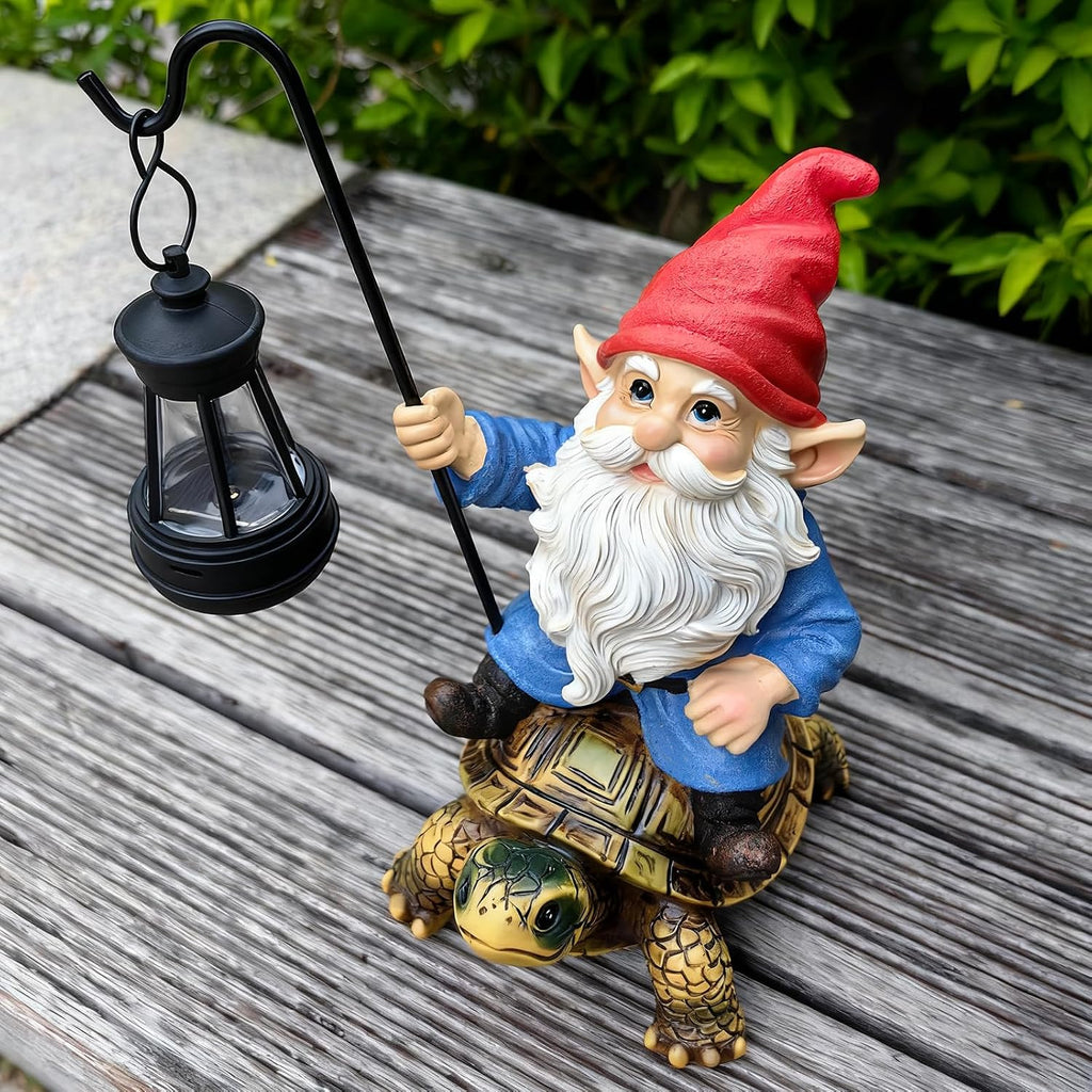 Outdoor Garden Gnome Statue, Solar Light Gnomes Statues Decoration for Yard | 7" Garden Gnome Outdoor Statue, Solar