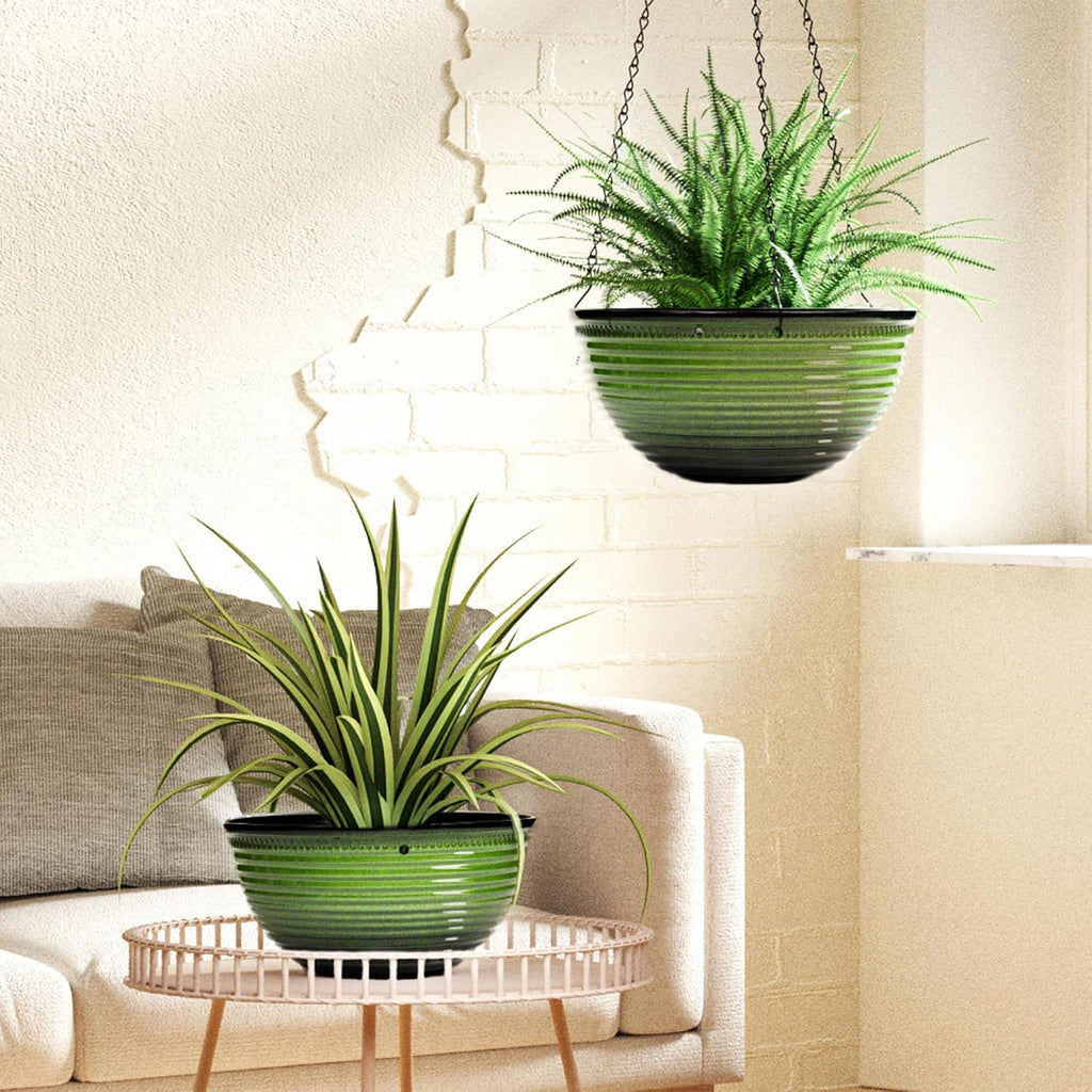 Vanslogreen 10 Inch Hanging Planter, 2 Pack Hanging Planters for Indoor Outdoor Plants, Hanging Pots with Drainage