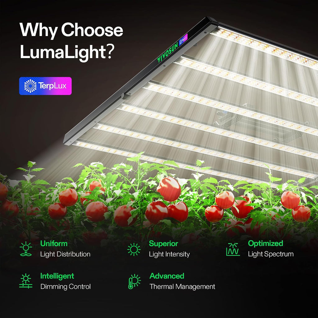 VIVOSUN LumaLight 750W LED Grow Light, Full Spectrum Indoor Plant Light | Deep Canopy Reach, Smart Dimmable LED Bar