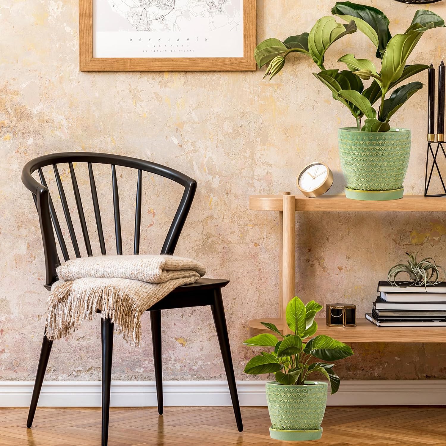 Plant Pots, Flower Pots, Planters for Indoor Plants(6.5+5.5inch), Flower Pots for Indoor Plant with Drainage Hole and