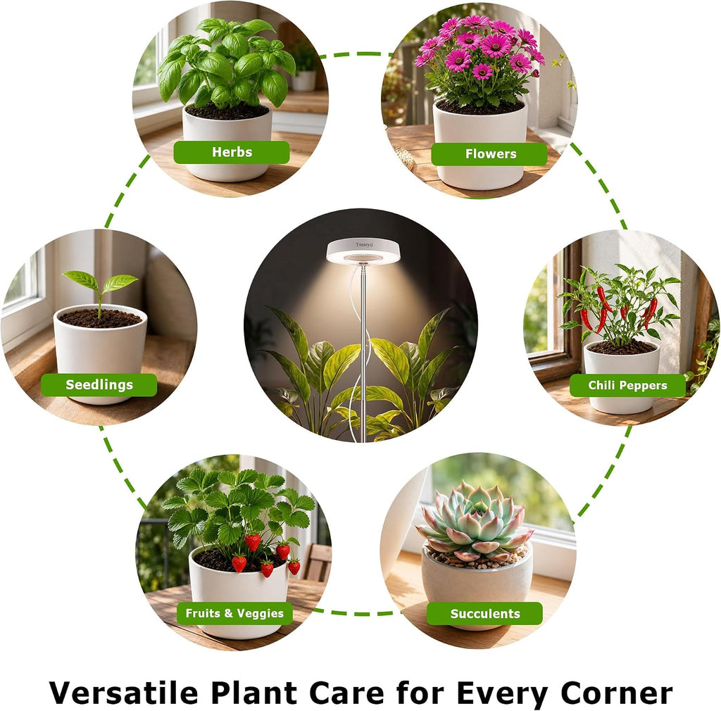Tuaaryii Grow Lights for Indoor Plants - Plant Grow Lights Indoor, with 3/6/9 Auto On/Off Timer and 4-Level Brightness