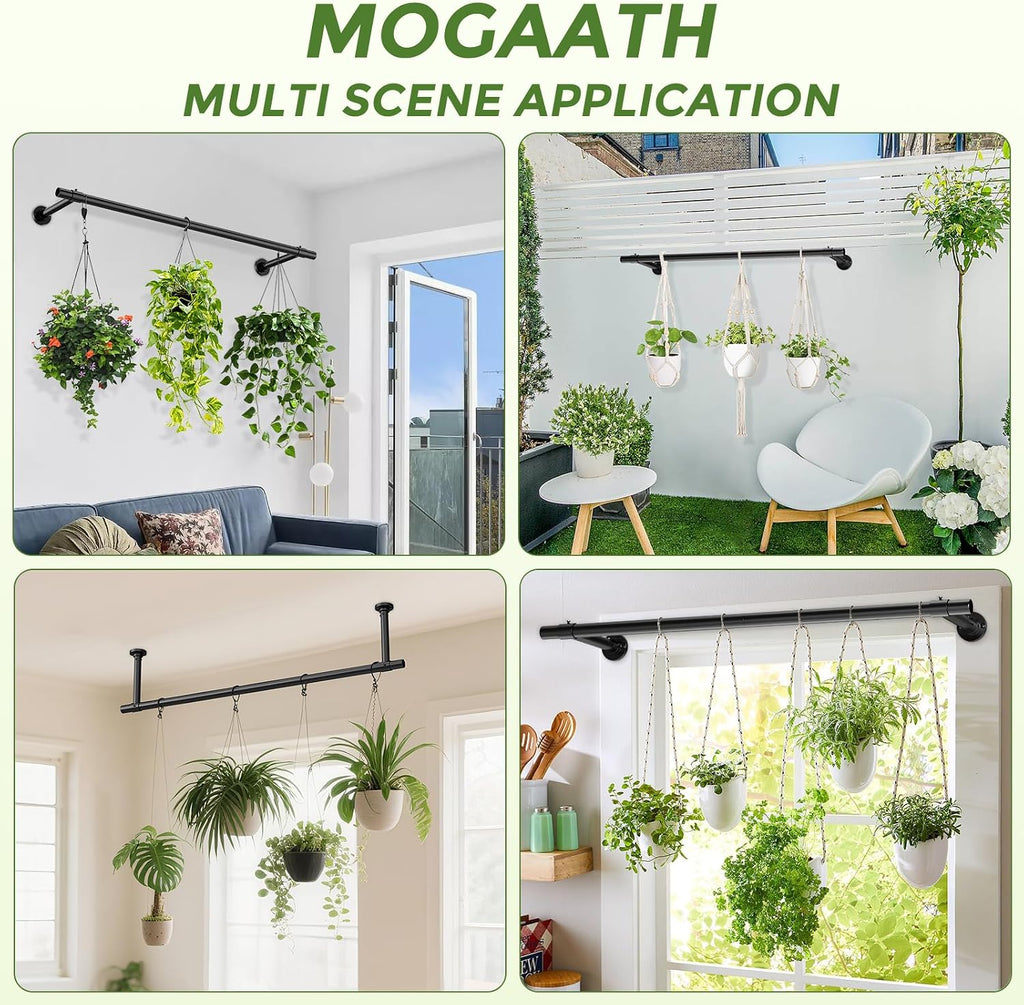Window Plant Hanger Indoor, 80 Inch Heavy Duty Plant Hanging Rod | 1 Inch Metal Durable Hanging Plant Holder with Round
