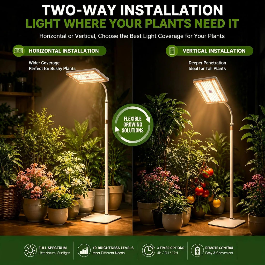25W LED Grow Lights for Indoor Plants with Stand for Floor and Tabletop | Full Spectrum Plant Lights for Indoor Growing