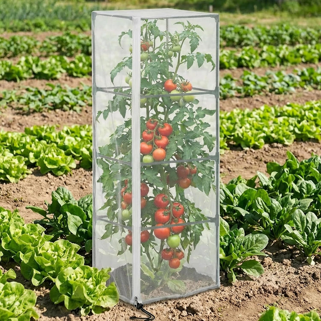 4 Pcs Garden Bird Netting for Square Plant Cage, 59" x 18" x 18" Tomato Cage Garden Net Cover with Zipper, Tomato