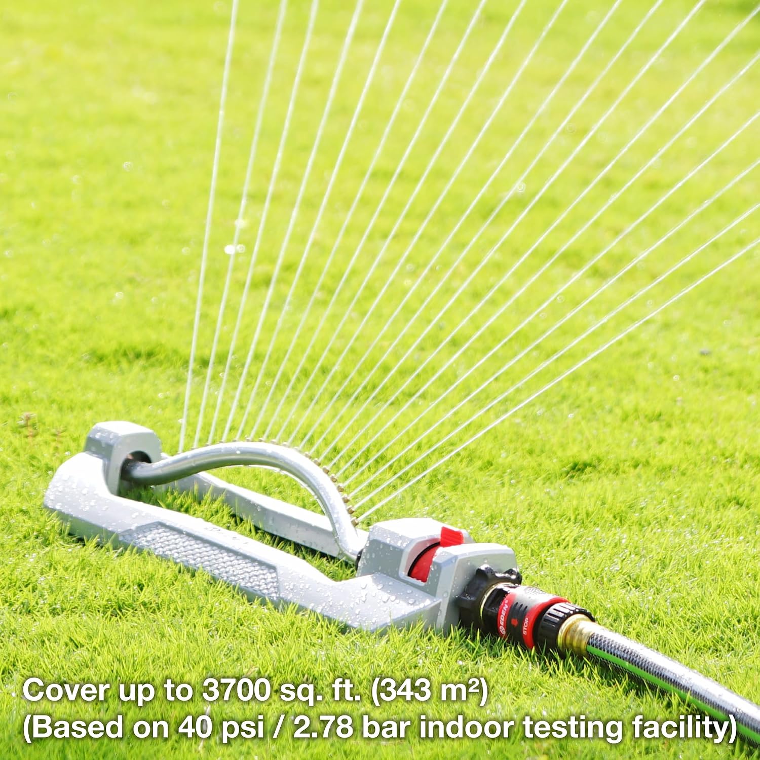 Eden 96218 Heavy Duty Turbo Oscillating Sprinkler, Covers Up to 3,700 sq. ft., 18 Brass Nozzles, Weighted Aluminum