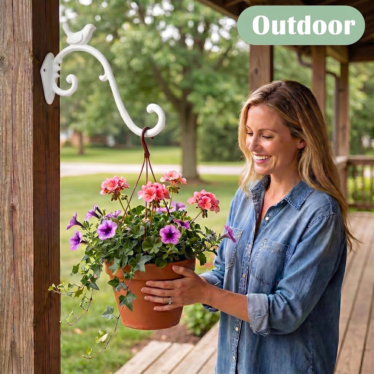 Z metnal Cast Iron Plant Hanger - Bird Rustic Wall Mounted Hanging Basket Holder for Outdoor Garden, Patio, Porch Decor