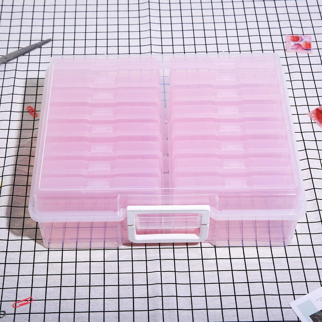 4" x 6" Photo Storage Case with Handle, 16 Inner Photo Organizer Keeper, Extra Large Storage Picture Boxes, Seed