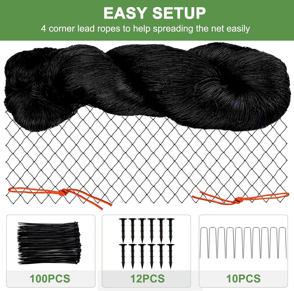Bird Netting 25'x100' Heavy Duty Nylon Net with 2" Mesh, Garden Netting | Poultry Netting for Chicken Coop Roof, Aviary
