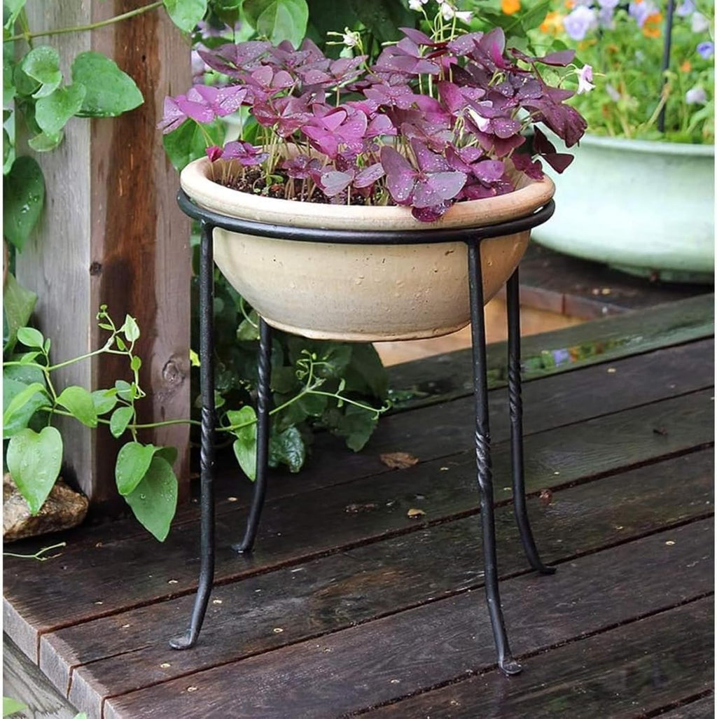 Fb14 Ring Wrought Iron Metal Plant Birdbath Bowl Stand Flowerpot Holder Black for Indoor Outdoor Garden Patio Yard