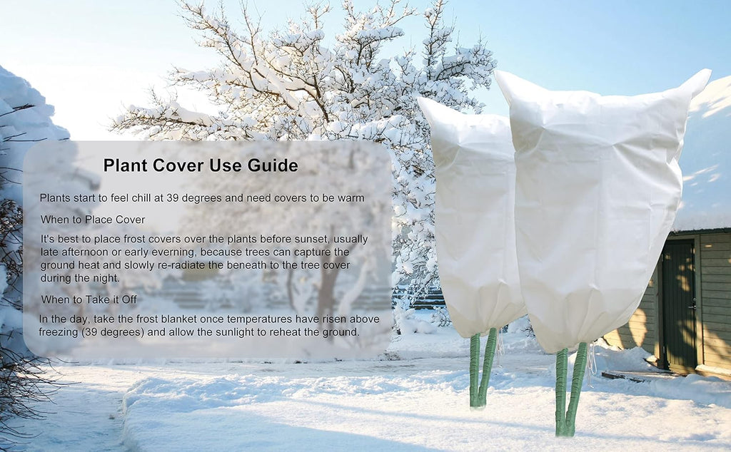 Gardzen 5-Pack Heavy Duty Plant Covers Freeze Protection, 54”×72” | Drawstring Tree Cover with Zipper, Winter Freeze