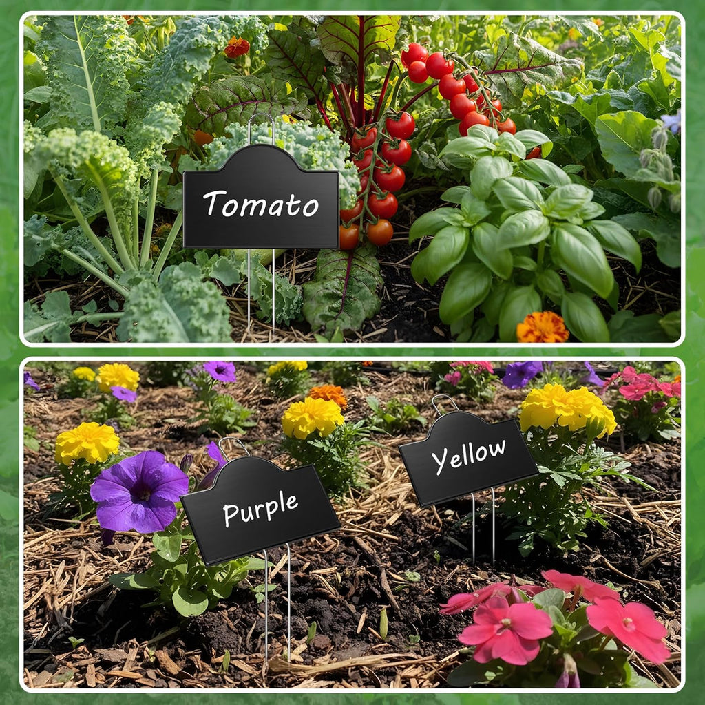 Landhoow 30 Pack Extra Large Metal Plant Labels 6" x 4" with 11'' Stake Stainless Steel Garden Markers Waterproof