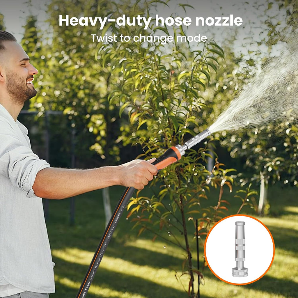 Giraffe Tools Garden Hose 5/8", 50ft Garden Hose Set | Water Hose Heavy Duty, Flexible, Lightweight Hybrid Hose with