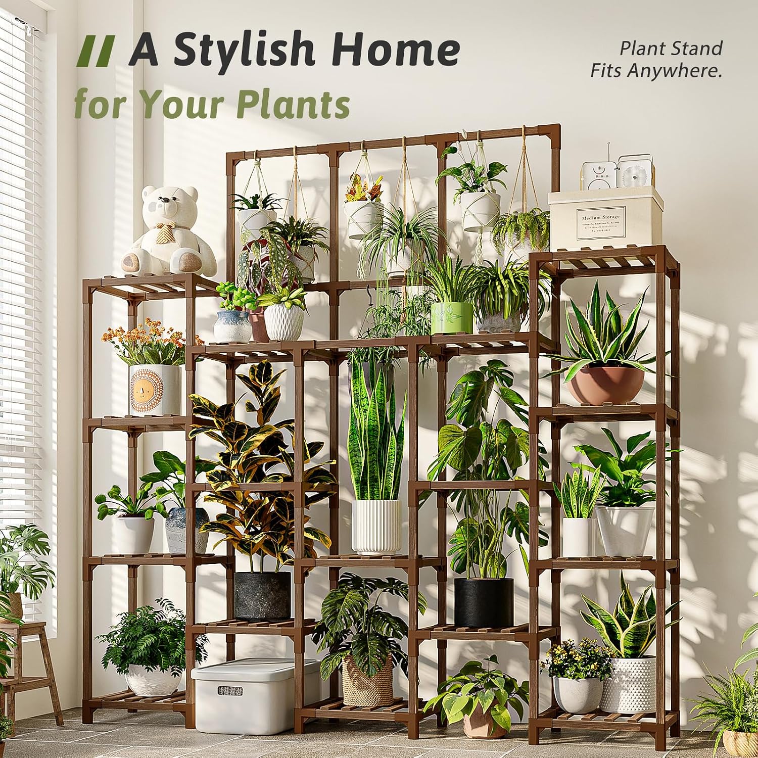 GENTINGBRO Plant Stand Indoor Outdoor 63" Tall Plant Shelf for Plants 14-Tier Large Plant Sheves for Living Room Heavy