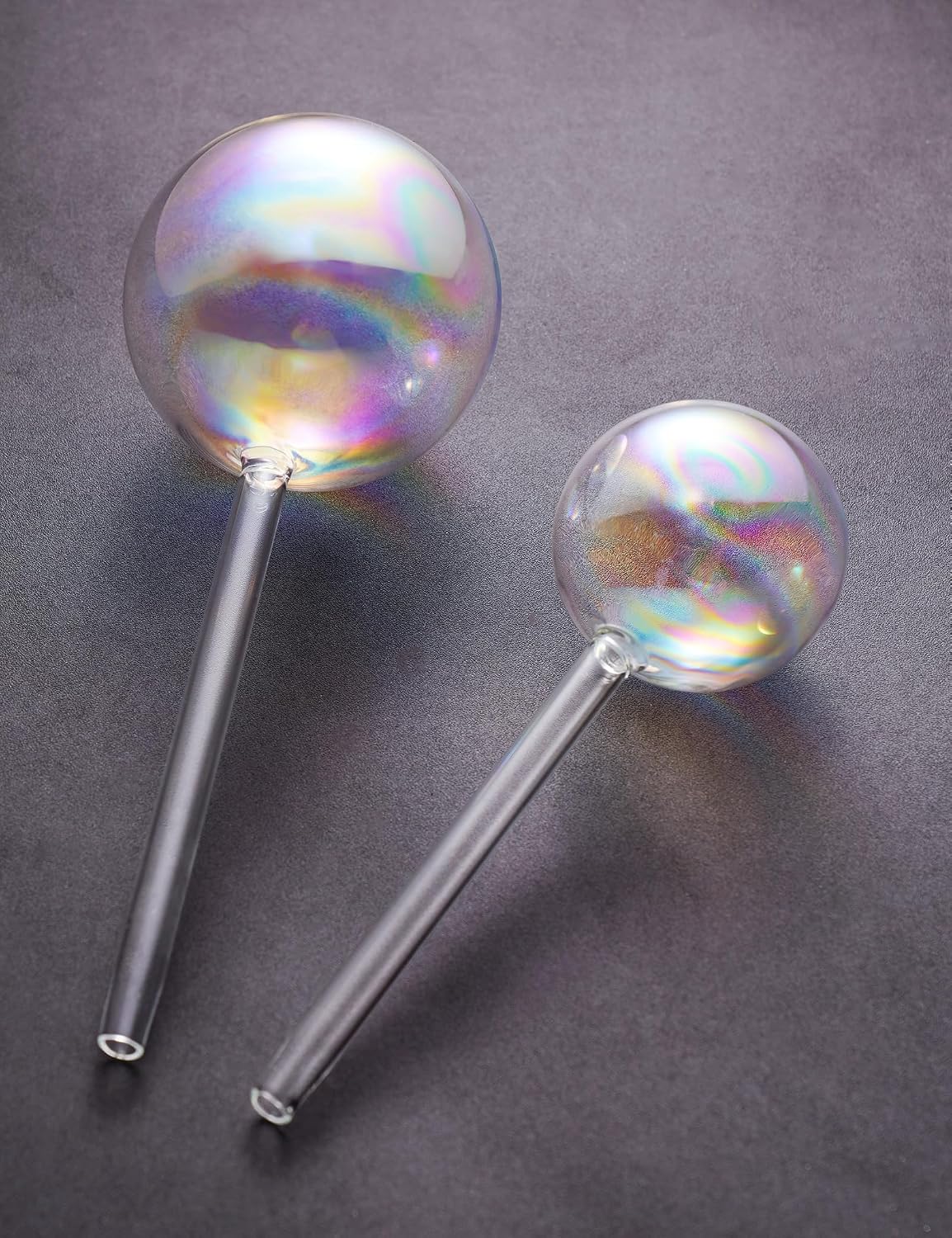 Tomorotec Glass Plant Watering Globes, Self Watering Spikes 2 Large+2 Small | Handcrafted Automatic Irrigation Spikes