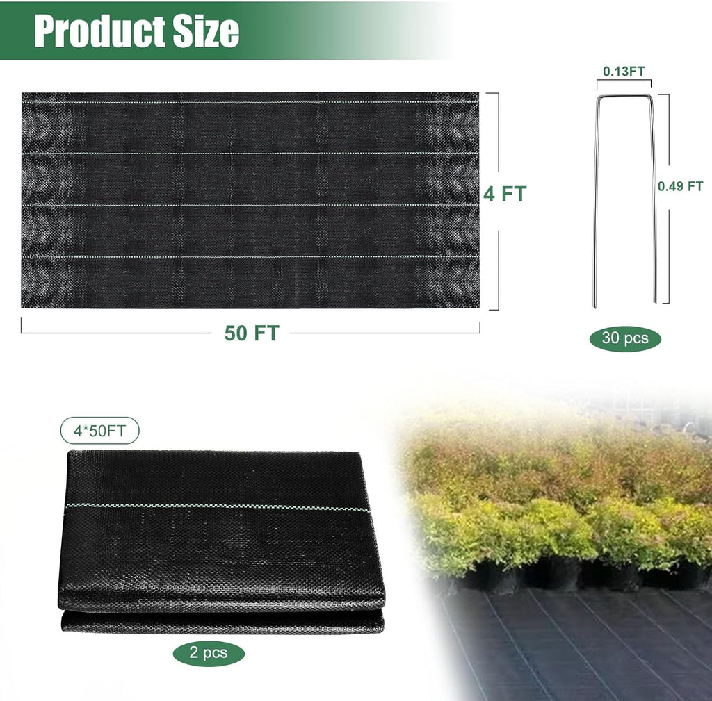 4 x 100FT Garden Weed Barrier Landscape Fabric Heavy Duty Weed Fabric Barrier Premium Garden Ground Cover Weed Control