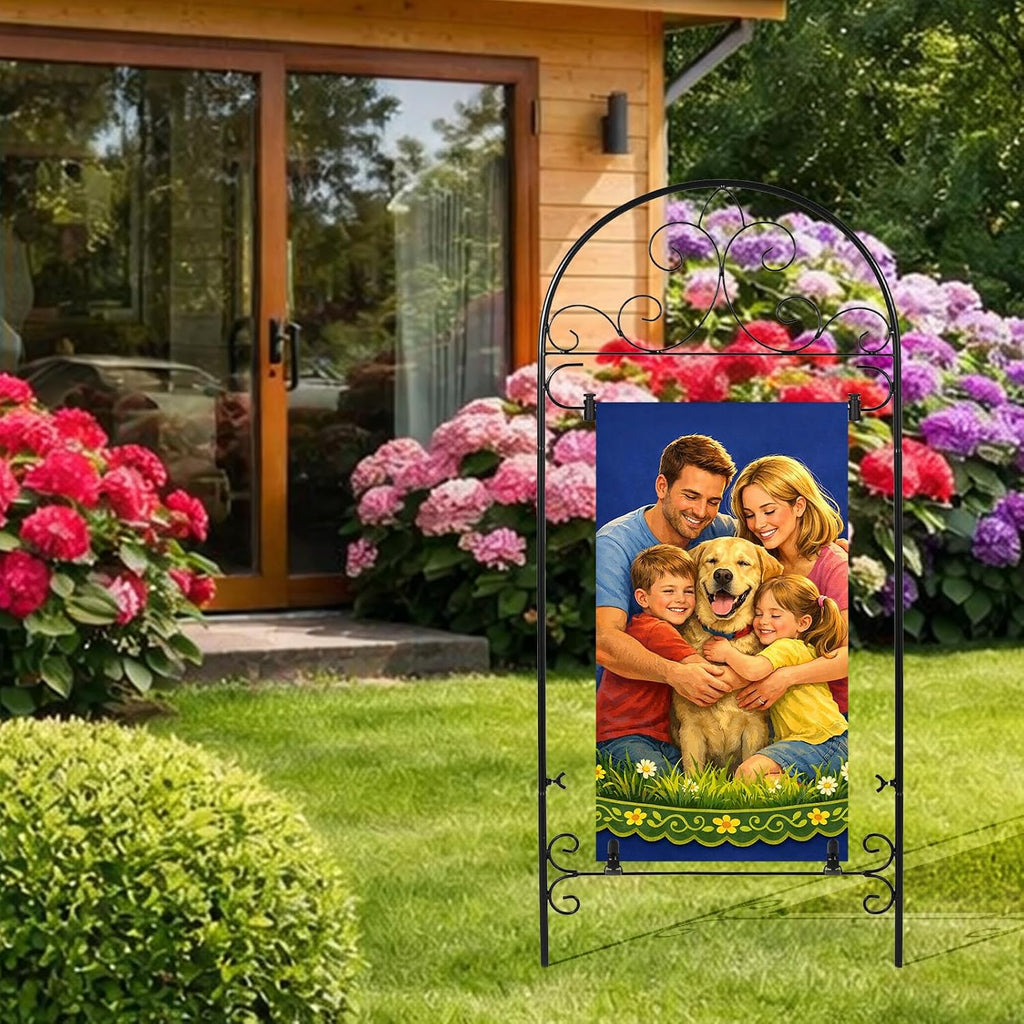 Garden Flag Holder Stand Yard Flag Holder Metal Flag Stand Outdoor Flag Pole Holder for Outside House Seasonal Garden