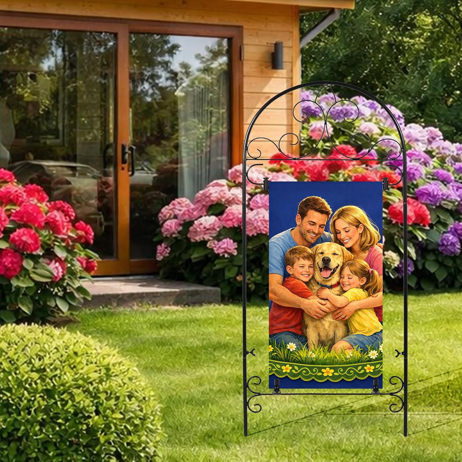Garden Flag Holder Stand Yard Flag Holder Metal Flag Stand Outdoor Flag Pole Holder for Outside House Seasonal Garden