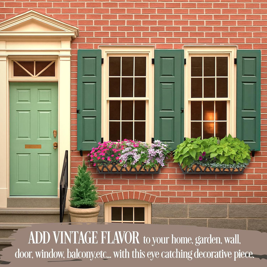 4 Pack 32IN Window Box Planter Basket w/Adjustable Brackets (S1) | Adjustable Brackets, Hanging Flower Planter Basket