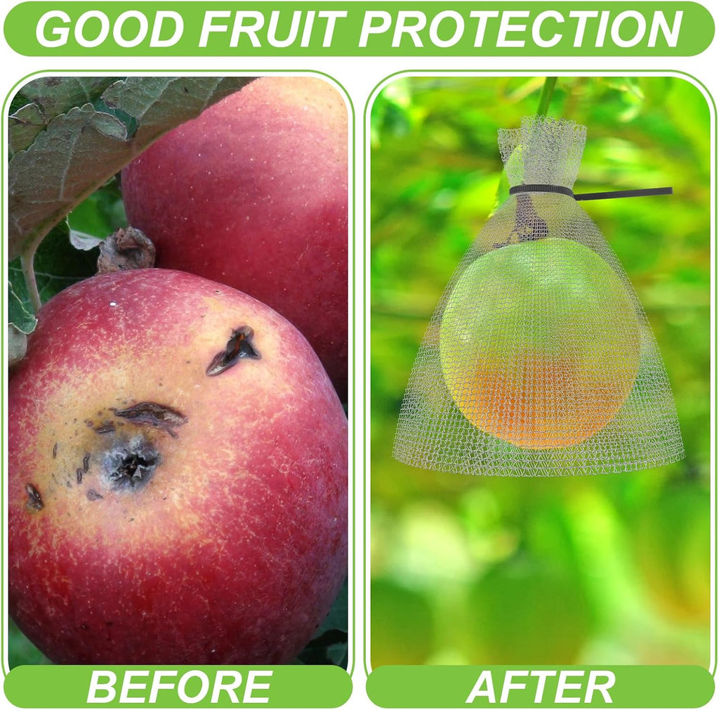 25 Pcs Fruit Protection Wire Mesh Bags 6 x 8 Inch Fruit Bags with Clips and Ties for Fruit Trees Netting Cover Bags