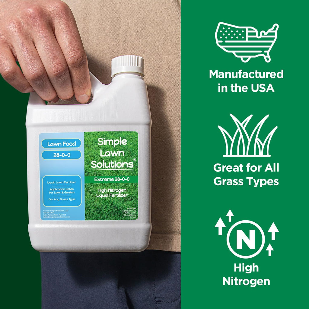 Maximum Green & Growth- High Nitrogen 28-0-0 NPK- Lawn Food Quality Liquid Fertilizer- Spring & Summer- Any Grass Type