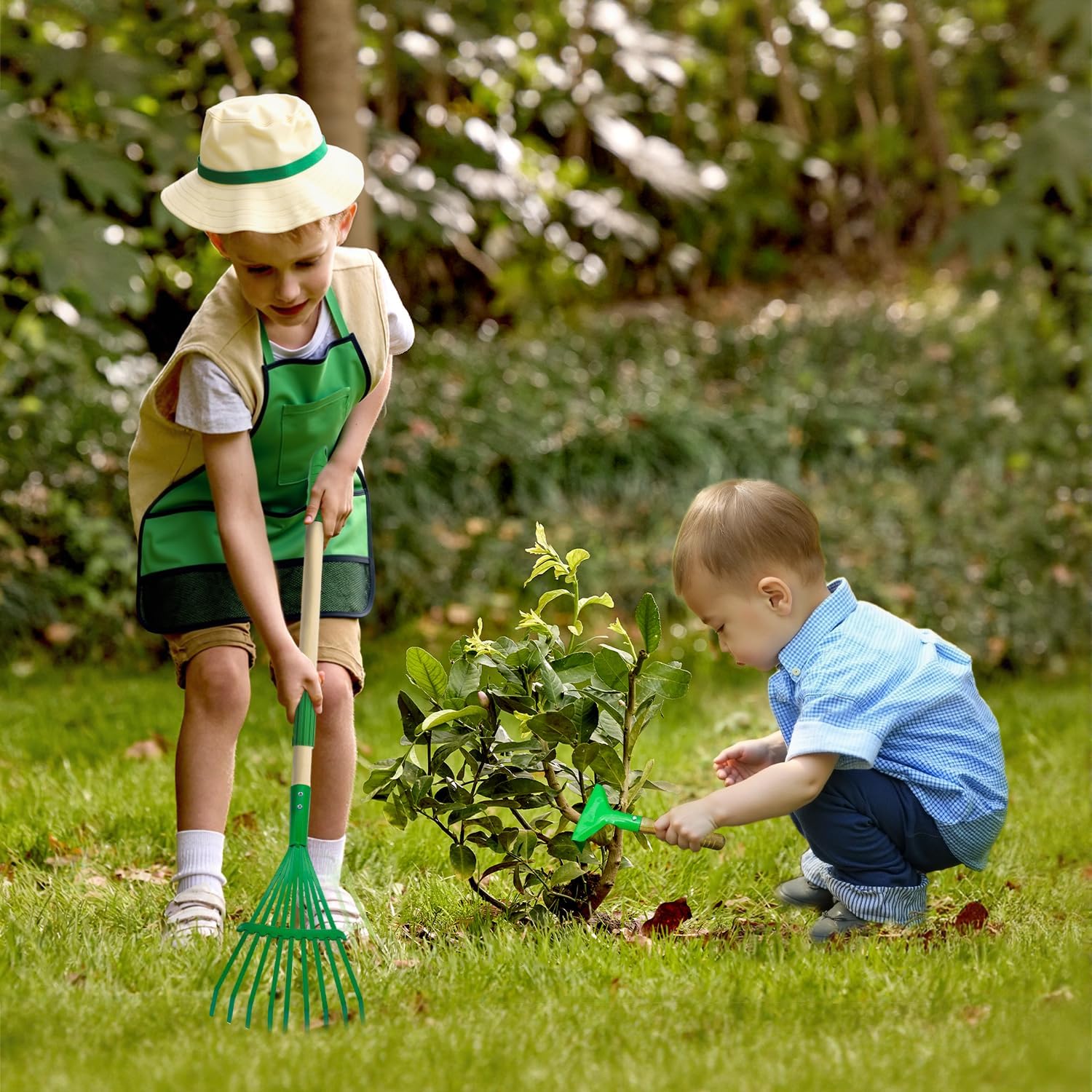 Kids Gardening Tools Set,11Pcs Garden Set for Kids with Shovel, Rake, Leaf Rake,Summer Outdoor Backyard Farm Digging