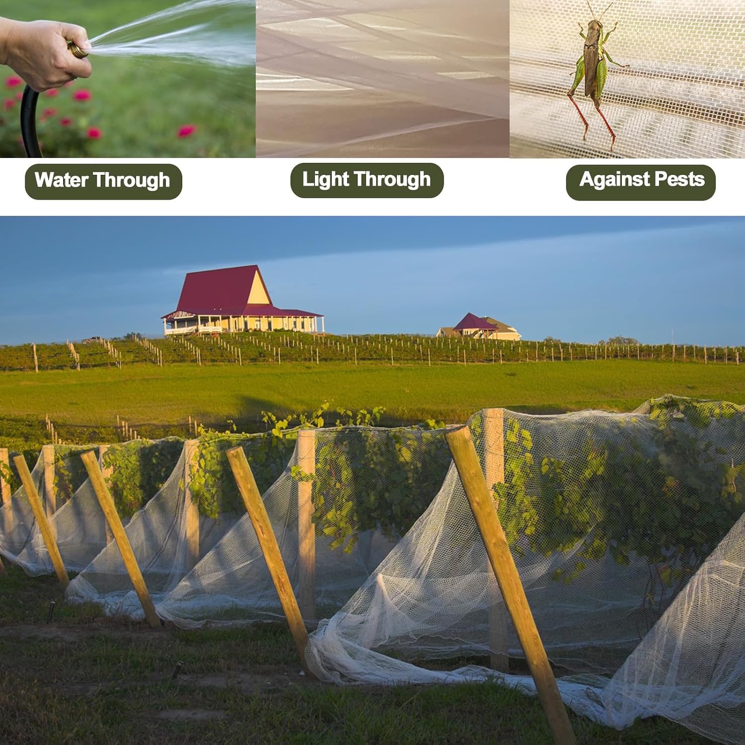Garden Netting Pest Barrier, 10x50 FT Ultra Fine Mesh Insect Netting | Plant Cover for Raised Beds, Vegetables
