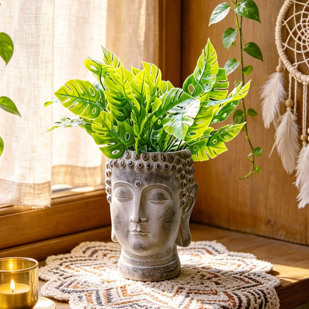 Buddha - Face Flower Pot - Head Planters - Garden Statue - Cactus Succulents Planter Pot Indoor Outdoor Planter with
