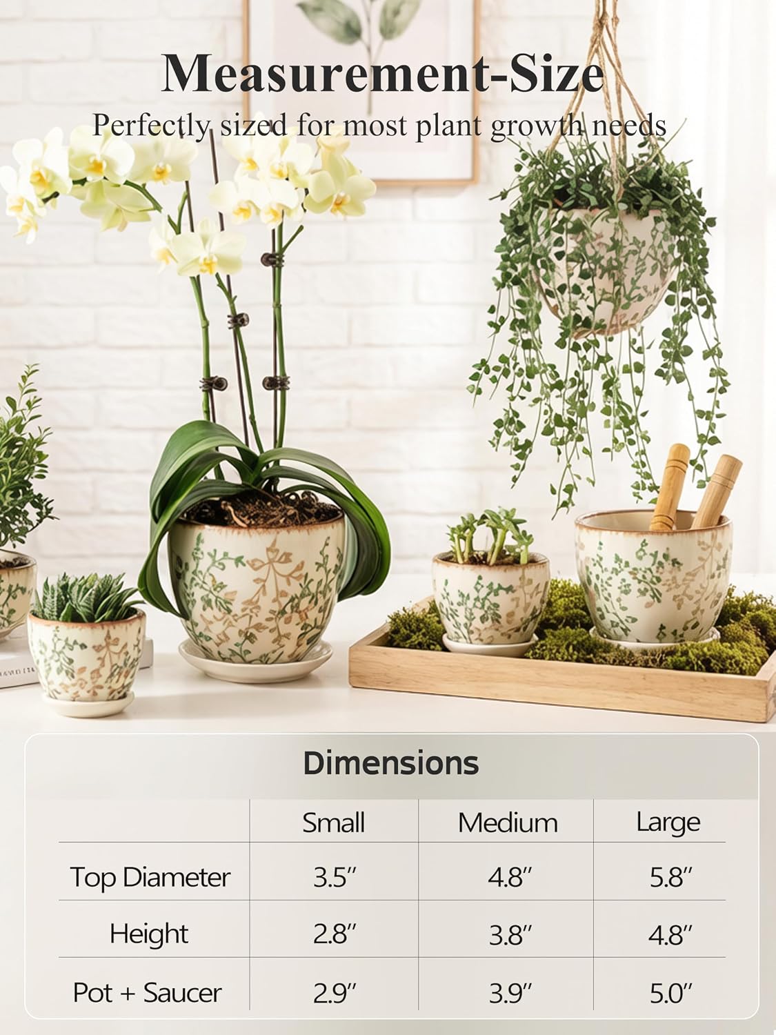 Ceramic Plant Pots, Nursery Pots with Drainage Hole, 3.5 Inch Succulent Pots for Plants, Small Indoor Flower Pots